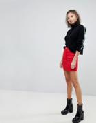 Missguided Denim Mini Skirt - Red