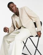 Bolongaro Trevor Slim Suit Jacket In Beige Pinstripe-gray