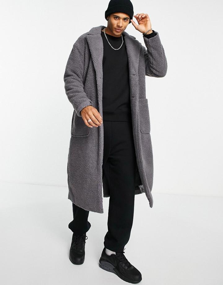 Another Influence Longline Coat In Gray-grey