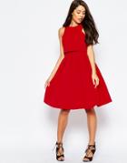 Asos Crop Top Midi Scuba Dress - Red