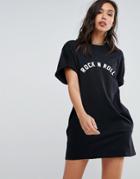 Adolescent Clothing Rock N Roll T Shirt Dress - Black