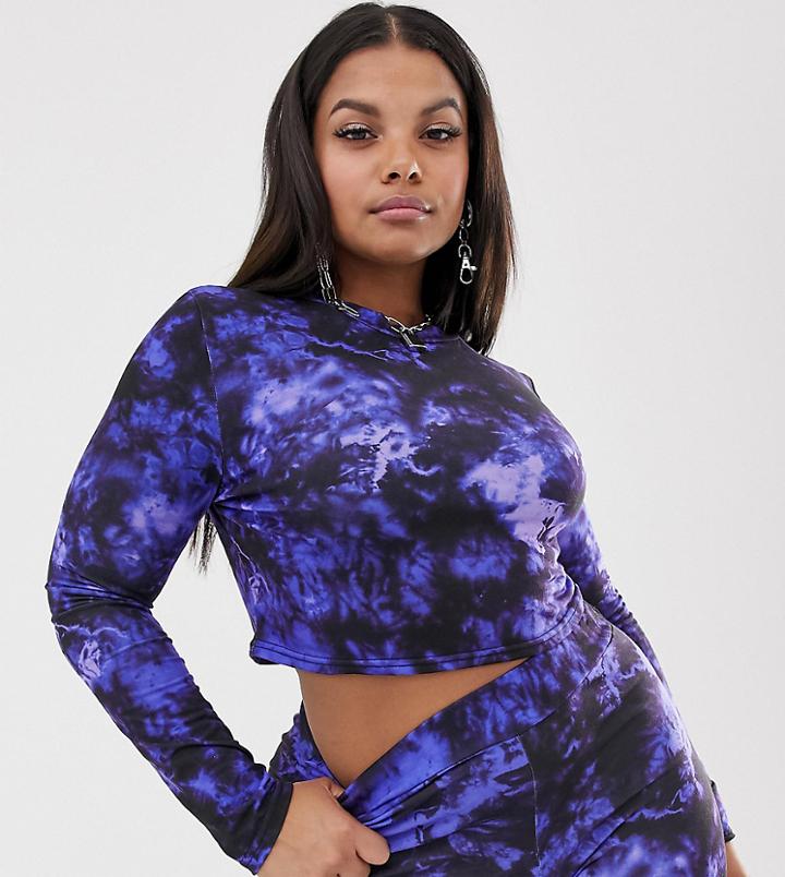 Collusion Plus Tie Dye Crop Top-multi