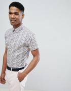 Selected Homme Short Sleeve Shirt With All Over Ditsy Print - Pink