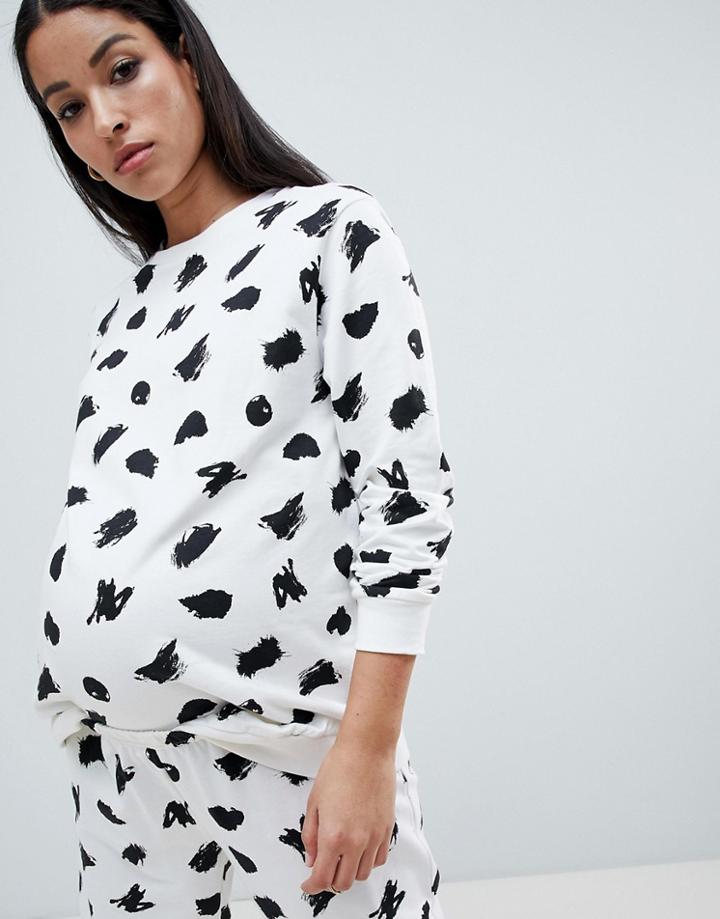 Asos Design Maternity Lounge Smudge Sweat - Cream