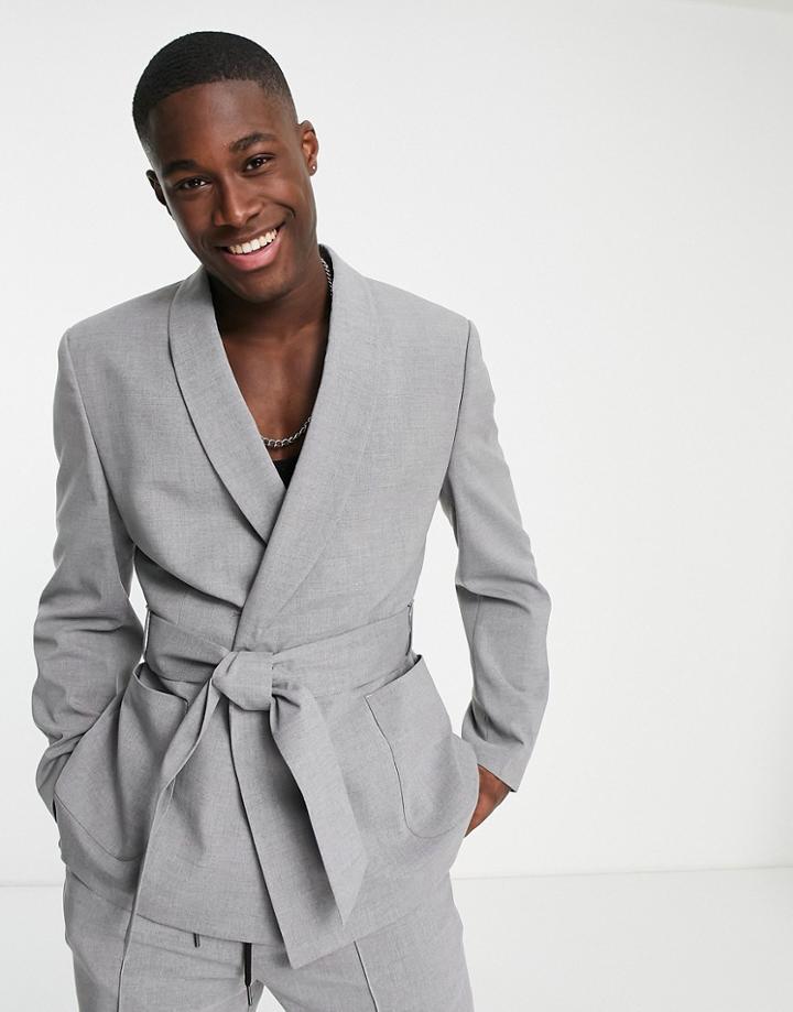 Asos Design Skinny Robe Suit Jacket In Gray
