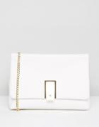 Asos Design Chunky Pinch Lock Clutch With Detachable Chain Strap - White