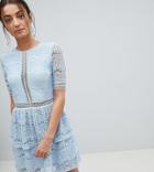 Missguided Tall Lace Layered Mini Dress - Blue