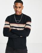 River Island Block Knit Sweater In Black