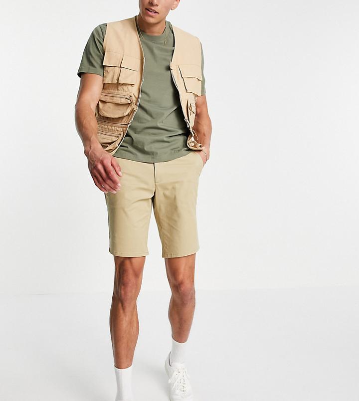 Farah Hawk Tall Organic Cotton Chino Shorts In Sand-neutral
