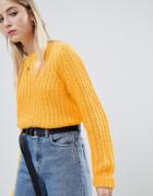 Noisy May Cable Knit Sweater-yellow
