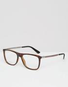 Gucci Square Glasses With Clear Lens In Tort - Black