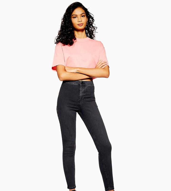 Topshop Tall Washed Black Joni Jeans