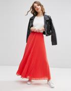 Asos Pleated Maxi Skirt - Coral