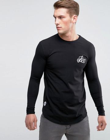 Bee Inspired Muscle Fit Long Sleeve T-shirt In Black - Black