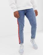 Levi's 512 Reflective Side Tape Slim Tapered Low Riset Jeans In Acid Light Wash-blue