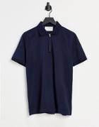Selected Homme Jersey Zip Polo In Navy