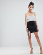 Asos Scuba Mini Skirt With Scallop Hem - Black