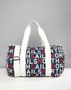 North Sails Large Duffle Bag In All Over Logo Print - Navy