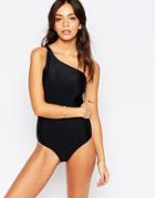 First & I One Shoulder Swimsuit - Black