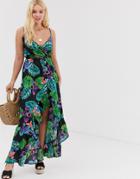 Influence High Low Maxi Dress In Tropical Floral Print - Multi