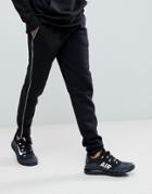 Boohooman Super Skinny Joggers With Panel In Black - Black