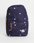 Herschel Backpack In Denim Blue With White Polka Dots-blues