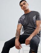 Asos Design T-shirt With All Over Floral Print On Linen Mix Jersey - Multi