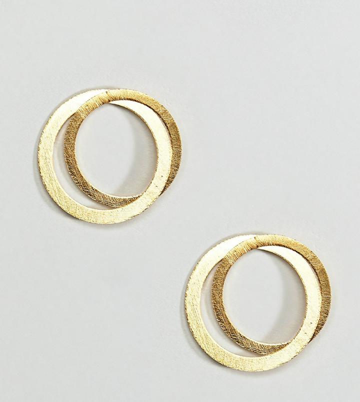 Asos Design Gold Plated Sterling Silver Satin Finish Interlocking Circle Earrings - Gold