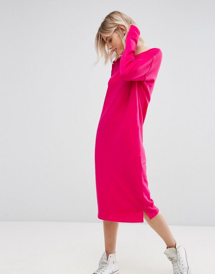 New Look Longline Midi Sweat Dress - Pink