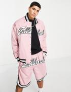 Topman Varsity Jacket With Embroidery In Pink - Part Of A Set