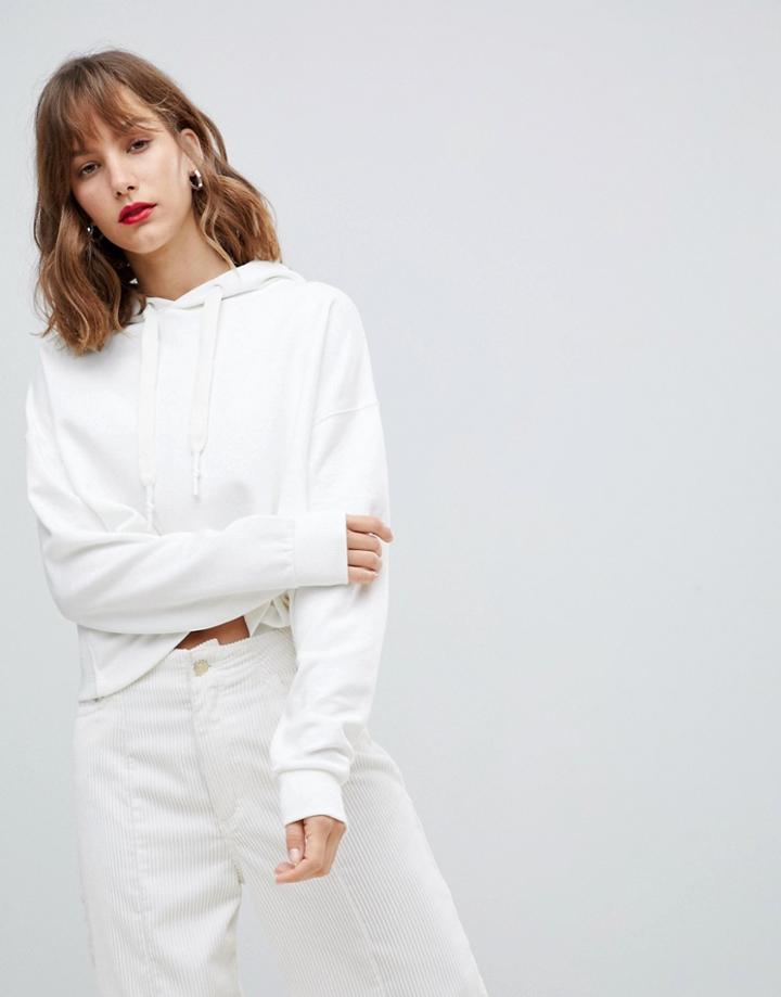 Stradivarius Cropped Hoodie - Cream