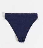 Wolf & Whistle Fuller Bust Exclusive High Leg Buckle Bikini Bottom In Navy-blues