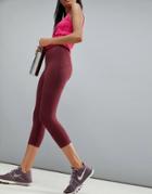 Asos 4505 Cropped Sports Legging In Heavy Weight Cotton Elastane - Red