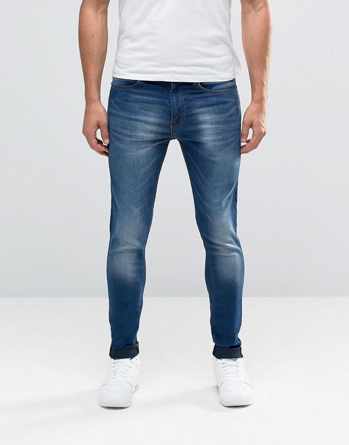 New Look Super Skinny Jean In Mid Wash Blue - Blue