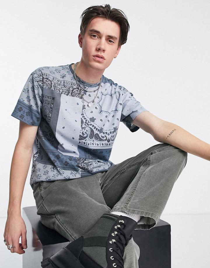 Mennace T-shirt In Blue Patchwork Paisley - Part Of A Set