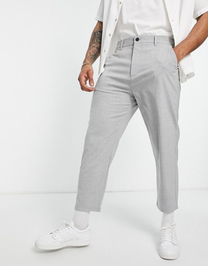 Pull & Bear Loose Tailored Pants In Gray