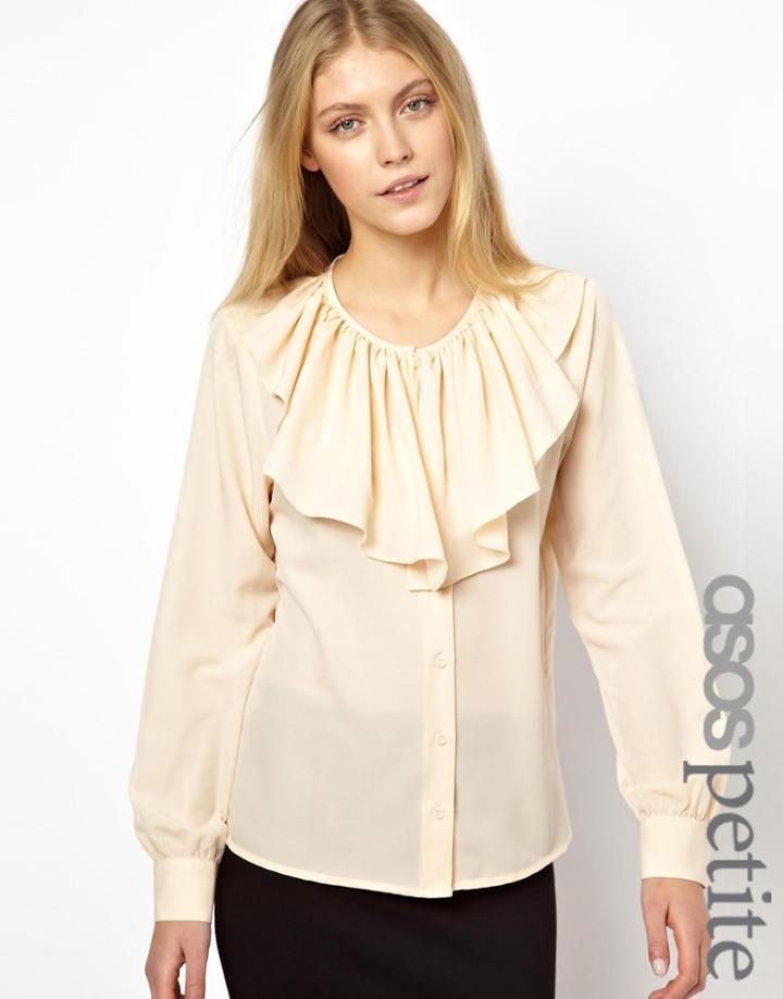 Asos Petite Blouse With Ruffle Front