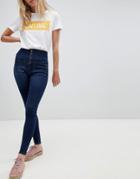 Pieces Five Betty High Waist Skinny Jeans - Blue