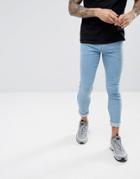 Hoxton Denim Muscle Fit Cropped Jeans In Light Wash - Blue