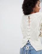 Lasula Criss Cross Back Knitted Sweater - Cream