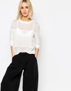 Selected Kayla Long Sleeve Top With Sheer Inserts - Snow White