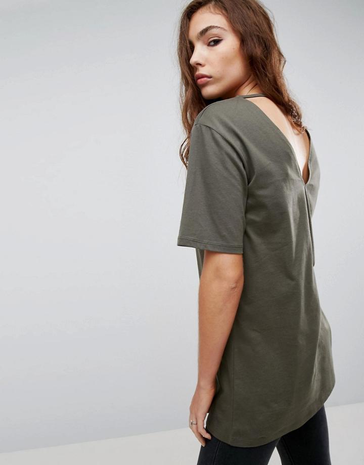 Asos T-shirt With Cutout Back - Green