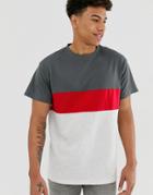 New Look T-shirt In Gray Color Block - Gray
