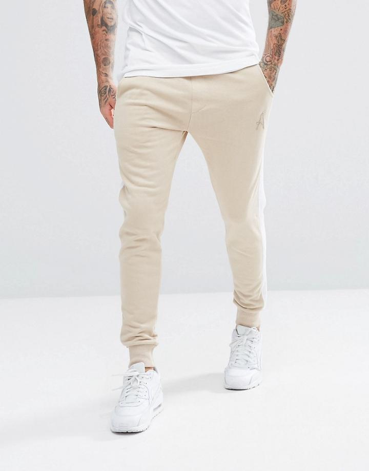 Aces Couture Skinny Joggers In Stone With Stripe - Stone