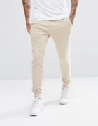 Aces Couture Skinny Joggers In Stone With Stripe - Stone