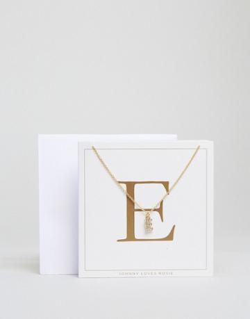 Johnny Loves Rosie E Initial Necklace - Gold