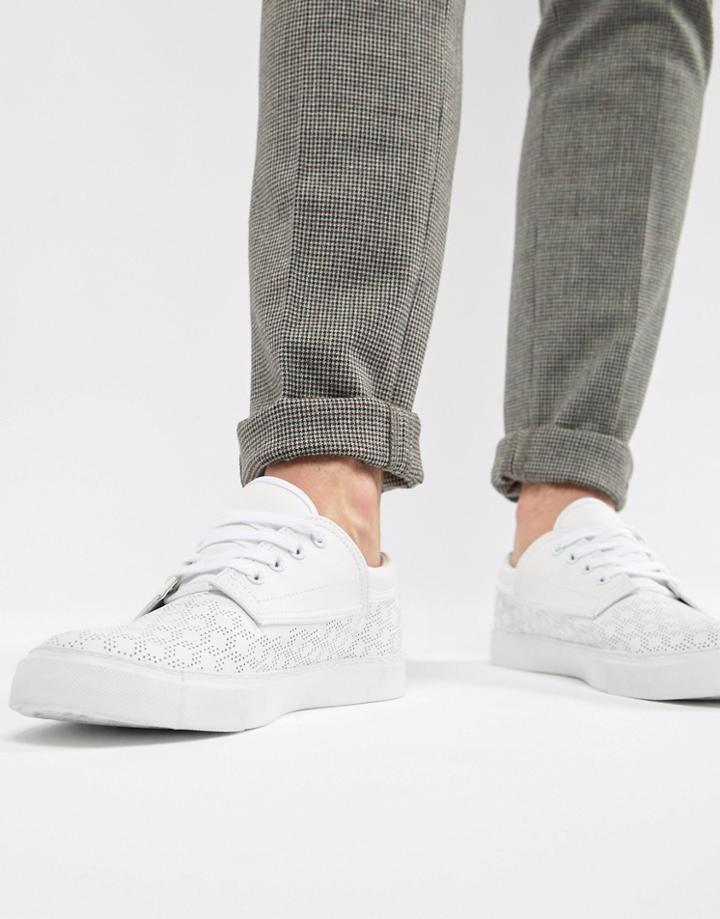 Asos Design Vegan Friendly Lace Up Plimsolls In White With Perforation - White