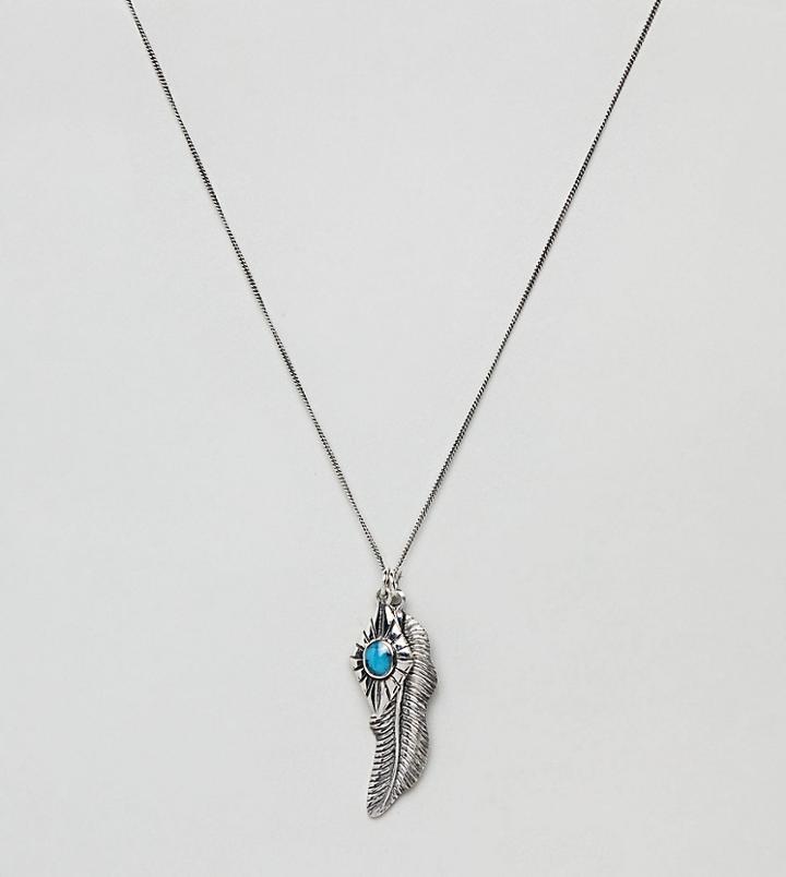 Reclaimed Vintage Inpisred Feather Charm Necklace In Sterling Silver Exclusive To Asos - Silver