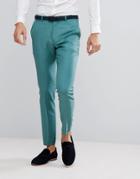 Asos Wedding Slim Suit Pants In Pine Green 100% Wool - Green