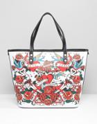 Love Moshino Rose Print Shopper Bag - Bianco